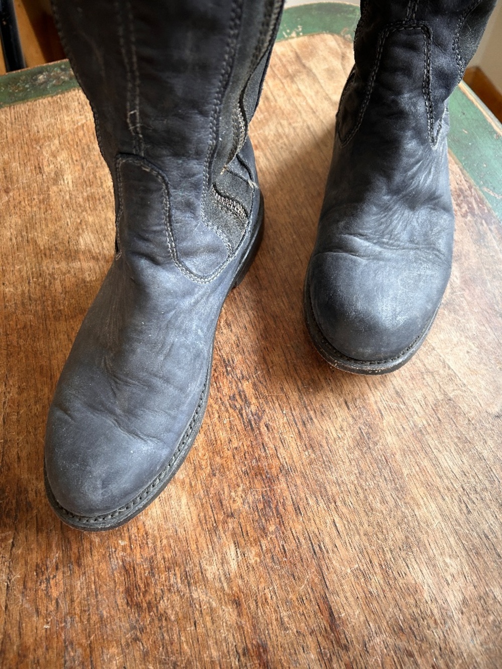 Navy Leather Riding Boots - Picture 6 of 11